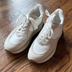 B32 Madewell Women Men Unisex 8.5/7 Leather Street White and Cream Sneakers